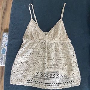 Urban Outfitters Cream Lacey Tank size Small